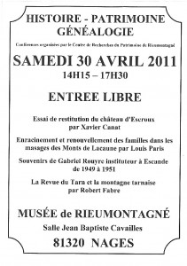 Apres-midi du patrimoine - 30 avril 2011
